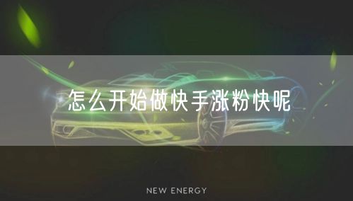 怎么开始做快手涨粉快呢