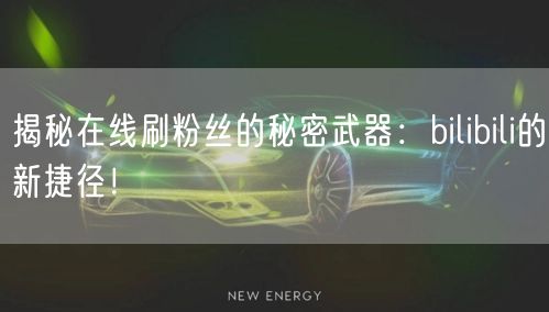 揭秘在线刷粉丝的秘密武器：bilibili的新捷径！