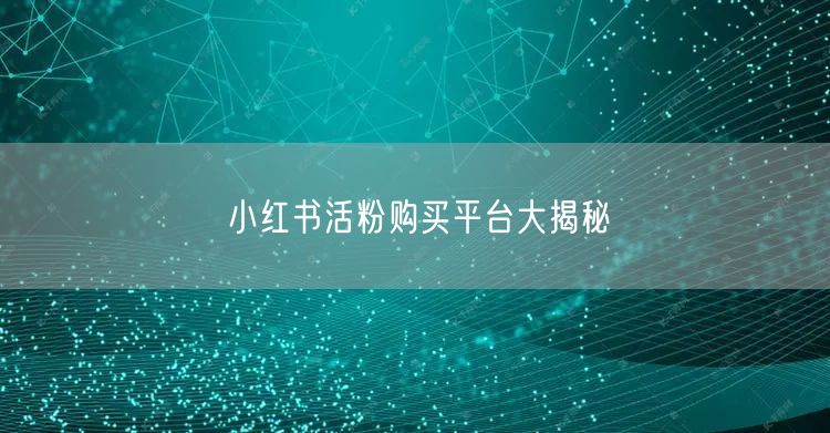 小红书活粉购买平台大揭秘
