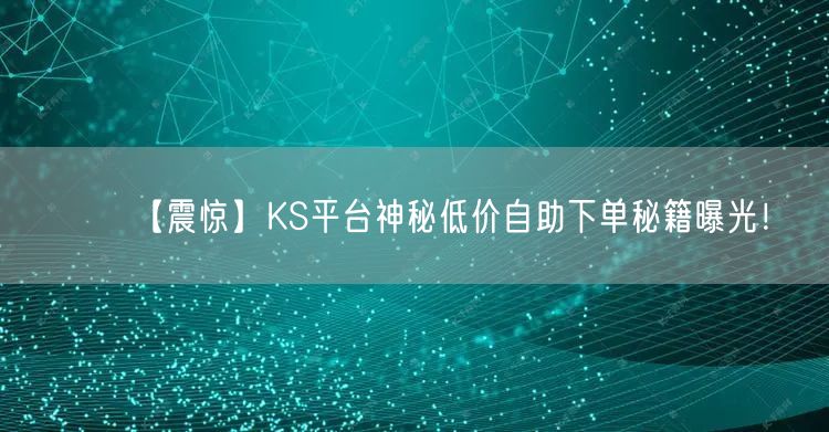 【震惊】KS平台神秘低价自助下单秘籍曝光！