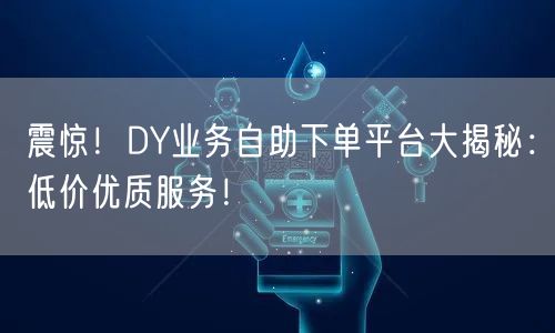 震惊！DY业务自助下单平台大揭秘：低价优质服务！