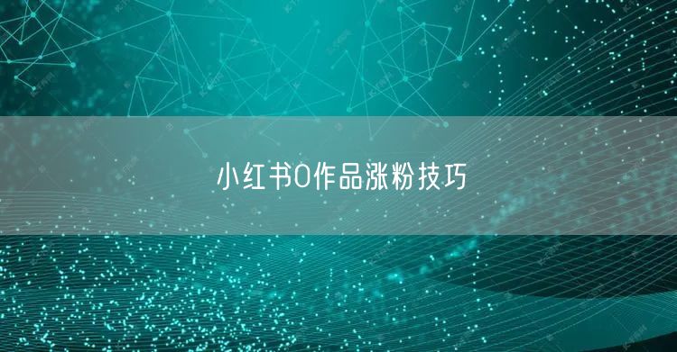 小红书0作品涨粉技巧