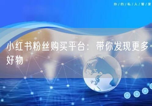 小红书粉丝购买平台：带你发现更多好物