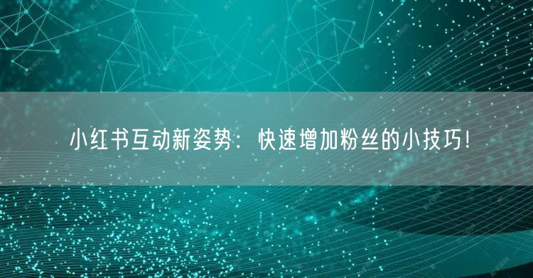 小红书互动新姿势：快速增加粉丝的小技巧！