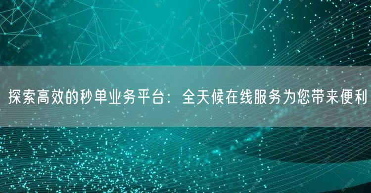 探索高效的秒单业务平台：全天候在线服务为您带来便利