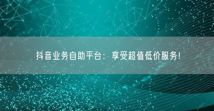 抖音业务自助平台：享受超值低价服务！