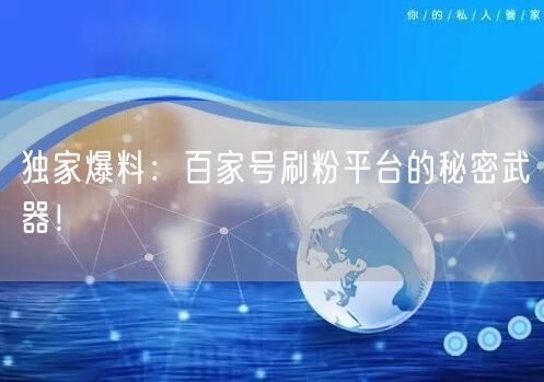 独家爆料：百家号刷粉平台的秘密武器！