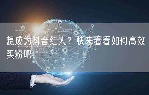 想成为抖音红人？快来看看如何高效买粉吧！