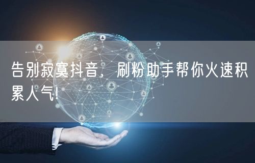 告别寂寞抖音，刷粉助手帮你火速积累人气!