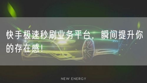 快手极速秒刷业务平台,瞬间提升你的存在感