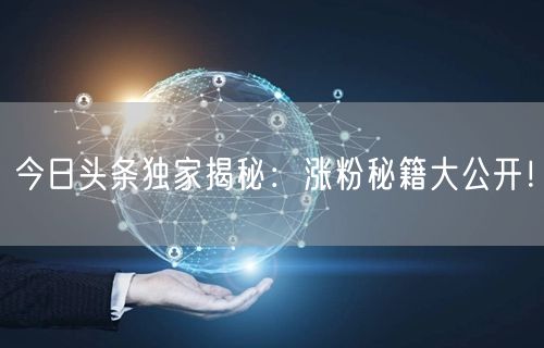 今日头条独家揭秘：涨粉秘籍大公开！