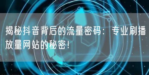 揭秘抖音背后的流量密码:专业刷播放量网站