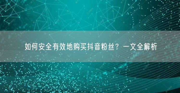 如何安全有效地购买抖音粉丝?一文全解析