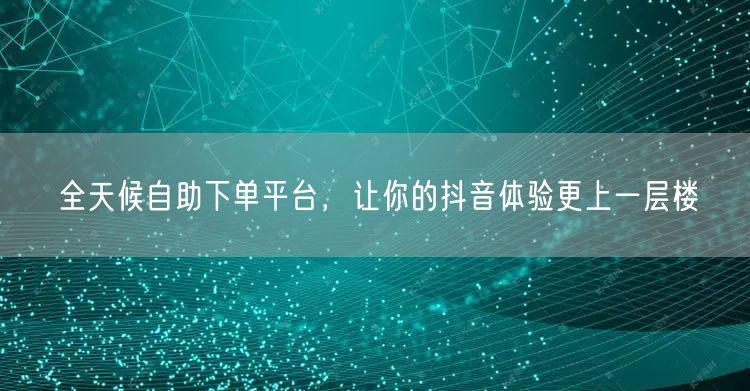 全天候自助下单平台，让你的抖音体验更上一层楼